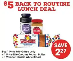 Price Rite Price Rite Grape Jelly, Price Rite Creamy Peanut Butter, Wonder Classic White Bread offer
