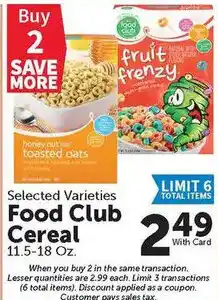 Food City Food Club Cereal offer