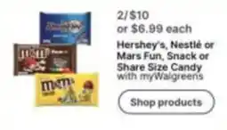 Walgreens Hershey's, Nestle or Mars Fun, Snack or Share Size Candy offer