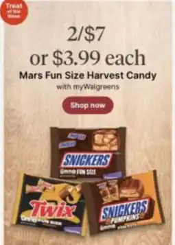 Walgreens Mars Fun Size Harvest Candy offer