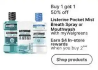 Walgreens Listerine Pocket Mist Breath Spray or Mouthwash offer