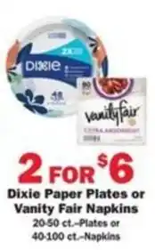 Schnucks Dixie Paper Plates or Vanity Fair Napkins offer