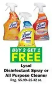 Schnucks Lysol Disinfectant Spray or All Purpose Cleaner offer