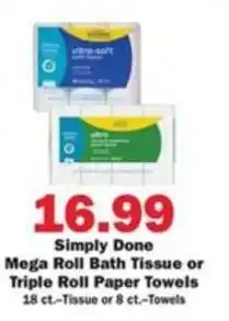 Schnucks Simply Done Mega Roll Bath Tissue or Triple Roll Paper Towels offer