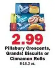 Schnucks Pillsbury Crescents, Grands! Biscuits or Cinnamon Rolls offer