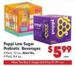 Vallarta Supermarkets Poppi Low Sugar Prebiotic Beverages offer