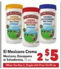 Vallarta Supermarkets El Mexicano Crema offer