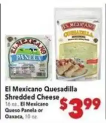 Vallarta Supermarkets El Mexicano Quesadilla Shredded Cheese offer