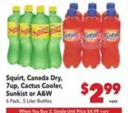 Vallarta Supermarkets Squirt, Canada Dry, 7up, Cactus Cooler, Sunkist or A&W offer