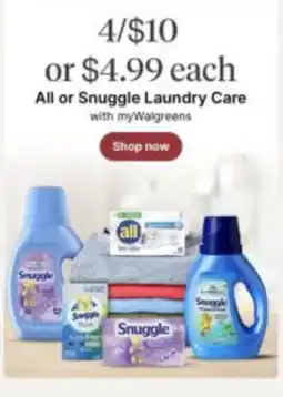 Walgreens All or Snuggle Laundry Care offer