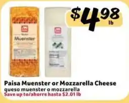 Fresco y Más Paisa Muenster or Mozzarella Cheese offer
