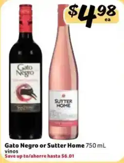 Fresco y Más Gato Negro or Sutter Home offer