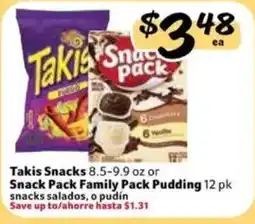 Fresco y Más Takis Snacks or Snack Pack Family Pack Pudding offer