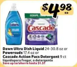 Fresco y Más Dawn Ultra Dish Liquid or Powersuds or Cascade Action Pacs Detergent offer