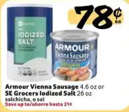 Fresco y Más Armour Vienna Sausage or SE Grocers Iodized Salt offer
