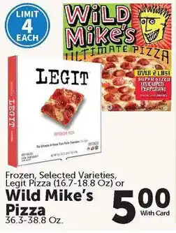 Food City Legit Frozen Selected Varieties Pizza or Wild Mike's Pizza offer