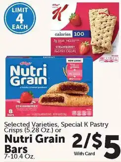 Food City Special K Pastry Crisps or Nutri Grain Bars offer