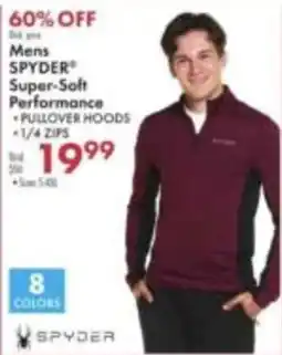 Boscov's Mens Spyder Super-Soft Performance Pullover Hoods offer