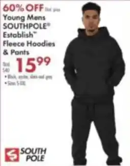 Boscov's Young Mens Southpole Establish Fleece Hoodies & Pants offer