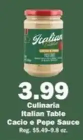 Schnucks Culinaria Italian Table Cacio e Pepe Sauce offer