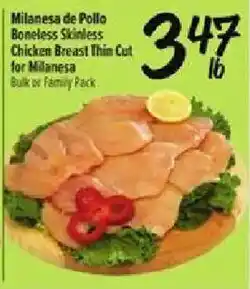 Fiesta Mart Milanese de Pollo Boneless Skinless Chicken Breast Thin Cut for Milanese offer