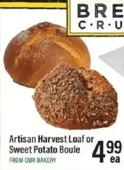Lowes Foods BRE C·R·U Artisan Harvest Loaf or Sweet Potato Boule offer