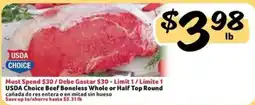 Fresco y Más Usda Choice Beef Boneless Whole or Half Top Round offer