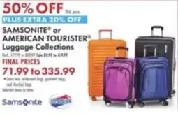 Boscov's Samsonite or American Tourister Luggage Collections offer