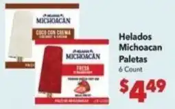 Vallarta Supermarkets Helados Michoacan Paletas offer