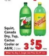 Vallarta Supermarkets Squirt, Canada Dry, 7up, Cactus Cooler or A&W offer