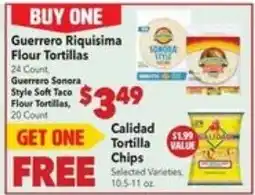 Vallarta Supermarkets Guerrero Riquisima Flour Tortillas offer