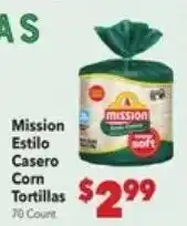 Vallarta Supermarkets Mission estilo casero corn tortillas offer