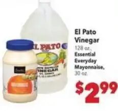 Vallarta Supermarkets El Pato Vinegar and Essential Everyday Mayonnaise offer