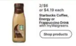 Walgreens Starbucks Coffee, Energy or Frappuccino Drink offer