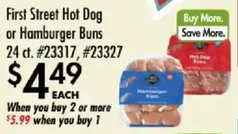 First Street Hot Dog or Hamburger Buns