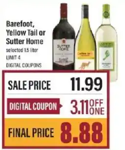 Lowes Foods Barefoot, Yellow Tail or Sutter Home offer