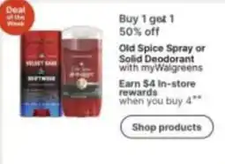 Walgreens Old Spice Spray or Solid Deodorant offer