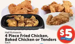 Food City Half Rotisserie, 4 Piece Fried Chicken, Baked Chicken or Tenders offer