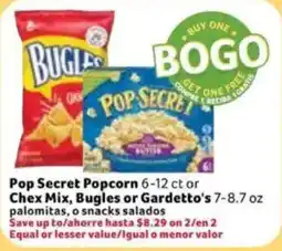 Fresco y Más Pop Secret Popcorn, Chex Mix, Bugles or Gardetto's offer