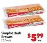 Vallarta Supermarkets Simplot Hash Browns offer