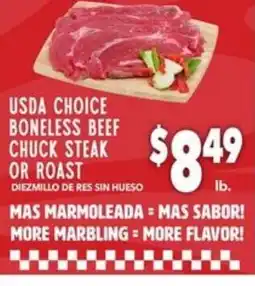 Vallarta Supermarkets Usda choice boneless beef chuck steak or roast offer