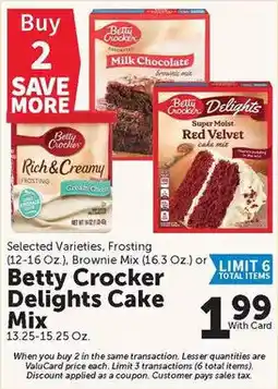 Food City Betty Crocker Delights Cake Mix offer