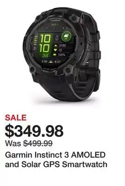 Dick's Sporting Goods Garmin Instinct 3 AMOLED and Solar GPS Smartwatch offer