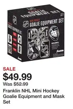 Dick's Sporting Goods Franklin NHL Mini Hockey Goalie Equipment and Mask Set offer