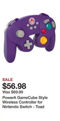 Game Stop PowerA GameCube Style Wireless Controller for Nintendo Switch - Toad offer