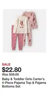 Kohl's Baby & Toddler Girls Carter's 4-Piece Pajama Top & Pajama Bottoms Set offer