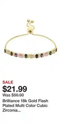 Kohl's Brilliance 18k Gold Flash Plated Multi Color Cubic Zirconia Adjustable Bracelet offer
