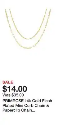 Kohl's PRIMROSE 14k Gold Flash Plated Mini Curb Chain & Paperclip Chain Necklace Set offer