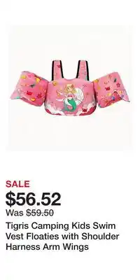 Kohl's Tigris Camping Kids Swim Vest Floaties with Shoulder Harness Arm Wings offer