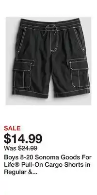 Kohl's Boys 8-20 Sonoma Goods For Life Pull-On Cargo Shorts in Regular & Husky offer